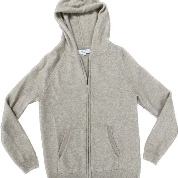 100% Cashmere Beige Cashmere Zip Up Hoodie - Picture 4 of 8